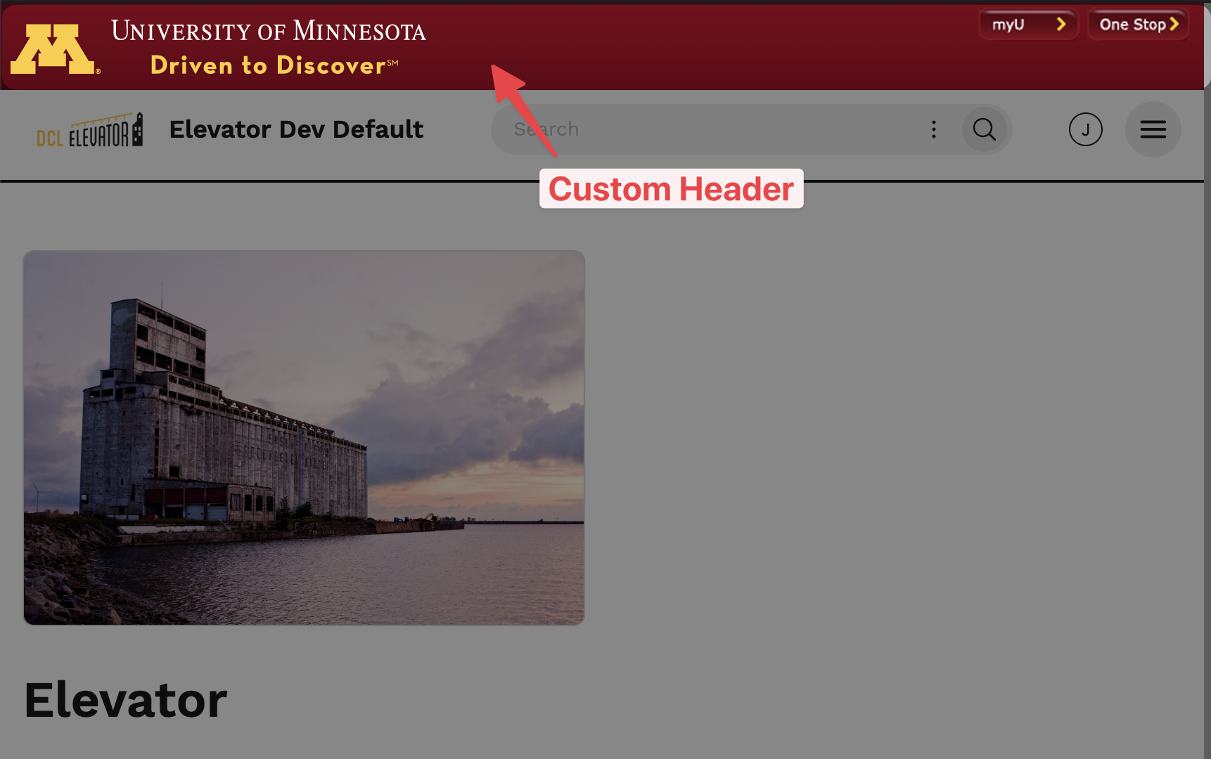 A custom header for the University of Minnesota showing institutional branding