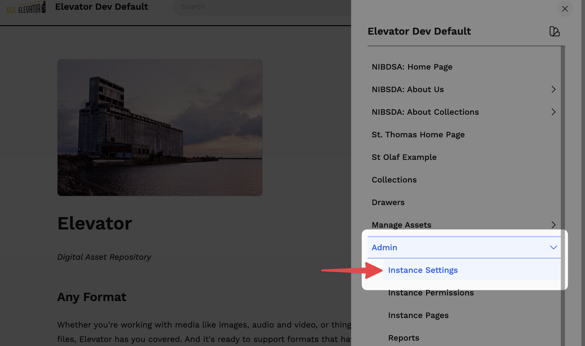 Open instance settings by clicking the main menu (hamburger) icon, then choosing "Admin", and "Instance Settings"